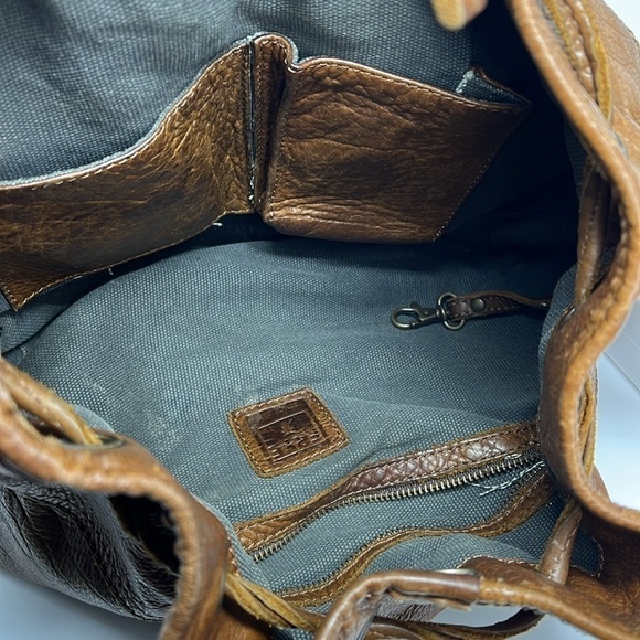 Frye Brooke Studded Drawstring Bucket Bag Purse Brown Leather Shoulder Bag - Picture 11 of 12